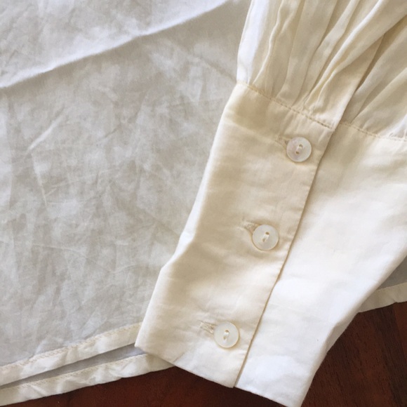 Mille Resort & Travel butter yellow semi sheer ruffle blouse M - Picture 5 of 10